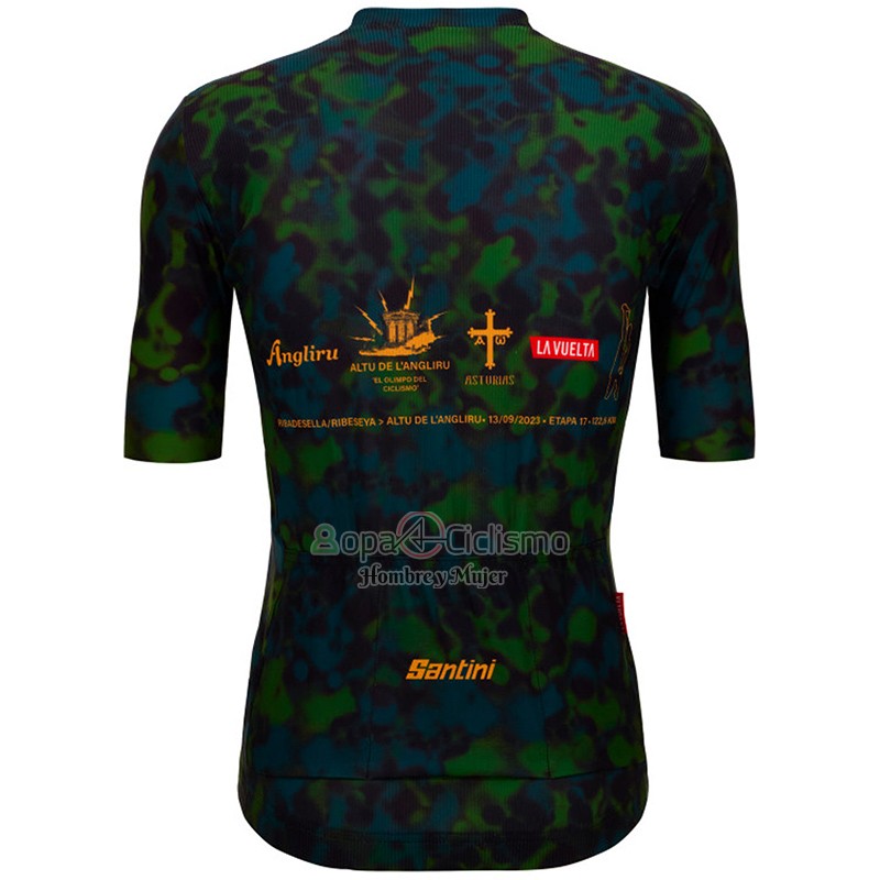Vuelta Espana Ropa Ciclismo Culotte Corto 2022 Hombre Mangas Cortas Negro Verde